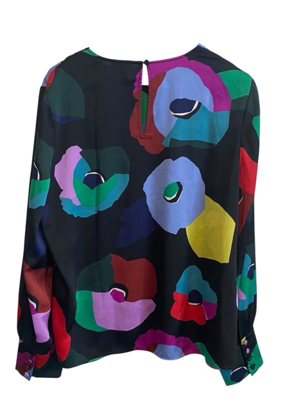 Kate Spade Long Sleeve Floral Collage Satin Blouse Size XL - Picture 7 of 8